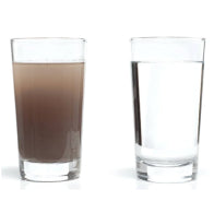 2 glasses of water, one is clear one is dirty