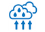 icon of a arrows pointing up to water droplet filled clouds